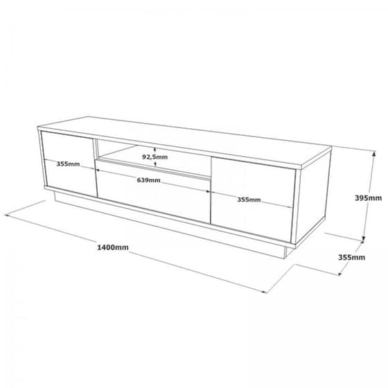 Έπιπλο Τηλεόρασης Libero 140x35.5x39.5 cm - Λευκό oak image 2