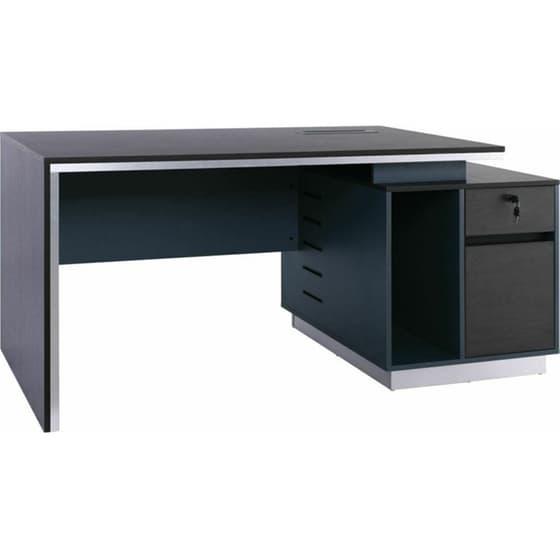 Γραφείο με Συρτάρια Woodwell από MDF 180x80cm Μαύρο image 0