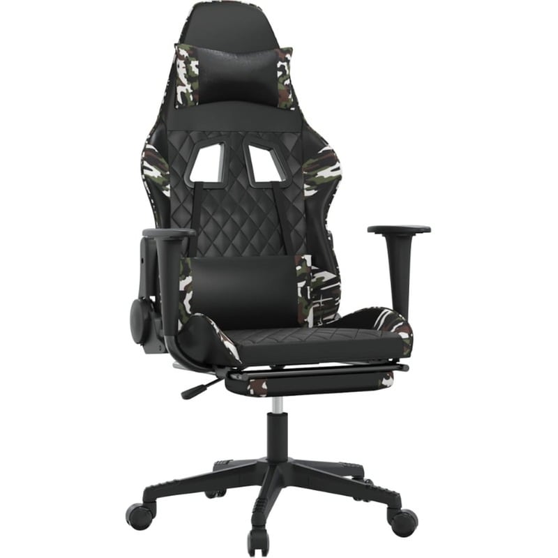 Καρέκλα Gaming VIDAXL 3143774 με Υποπόδιο από Τεχνητό Δέρμα - Μαύρο