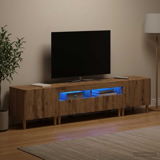 Έπιπλο Τηλεόρασης VidaXL DELFT με LED 3 τμχ 198 x 35 x 43 cm - Artisan Δρυς image 1