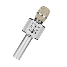 Ασύρματο Μικρόφωνο Hoco Bk3 Cool Sound V.4.2 Ασημί Με Πλήκτρα Ελέγχου Και Υποδοχή Micro Sd Κάρτας