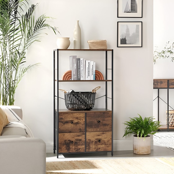 Ραφιέρα Vasagle MDF/Μεταλλική 63x30x120cm - Μαύρο/Καφέ image 2