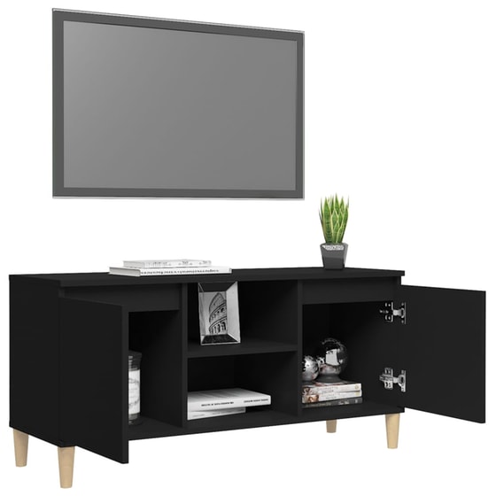 Έπιπλο Τηλεόρασης VidaXL από Μασίφ Ξύλο 103.5x35x50cm - Μαύρο image 3