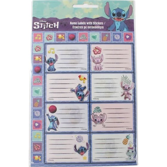 Αυτοκόλλητες Ετικέτες & Αυτοκόλλητα Gim Stitch (2 Φύλλα - 16 Τεμάχια & 20 Αυτοκόλλητα) image 0
