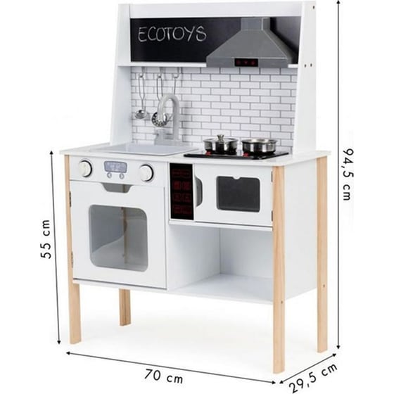 Ξύλινη Παιδική Ecotoys Plk537 Κουζίνα Με Led Φωτισμό & Ήχο - 70x29.5x94.5 cm, image 3
