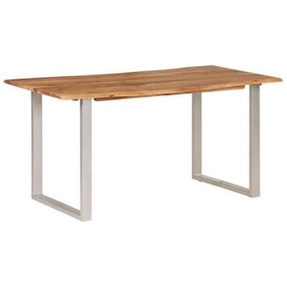 Τραπεζαρία Vidaxl από Μασίφ Ξύλο Ακακίας 160x80x76 cm - Μαύρο/Καφέ image 0