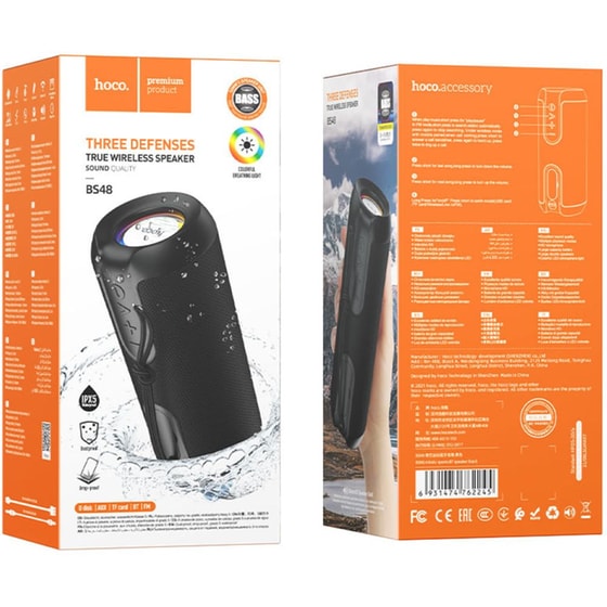 Φορητό Ηχείο Wireless Hoco Bs48 Artistic Sports Ipx5 V5.1 Tws 2x5w 1200mah Ενσωματωμένο Μικρόφωνο Fm Usb Aux Θύρα Και Micro Sd Μαύρο image 1