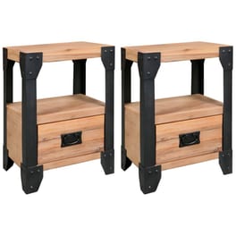 Κομοδίνο Vidaxl Από Μασίφ Ξύλο Ακακίας 2τμχ 40x30x54 cm - Καφέ Μαύρο