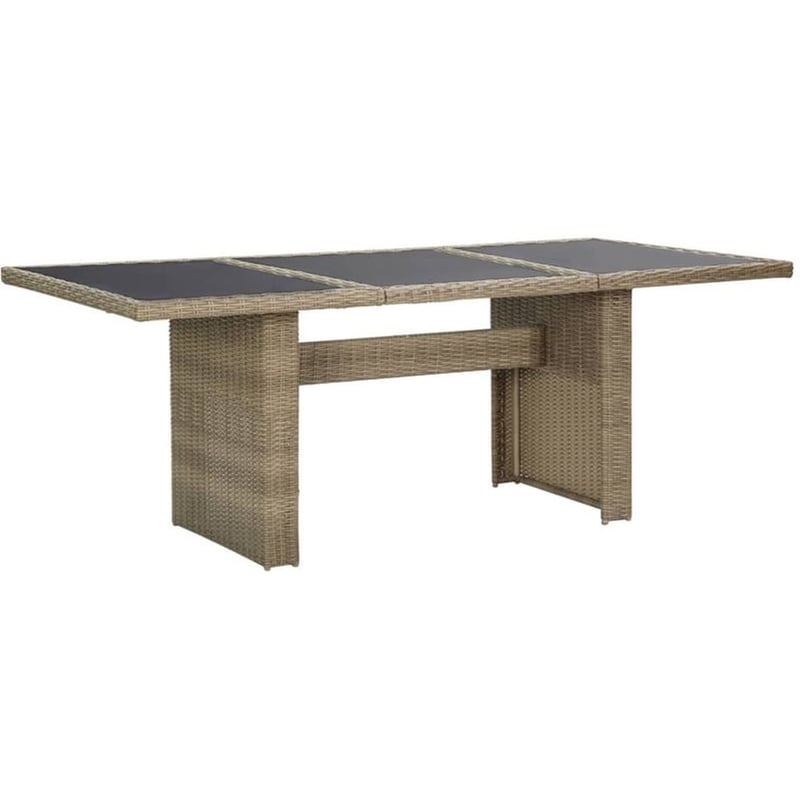 Τραπεζαρία Εξωτερικού Χώρου VidaXL από Γυαλί/Ρατάν 200x100x74 cm - Καφέ