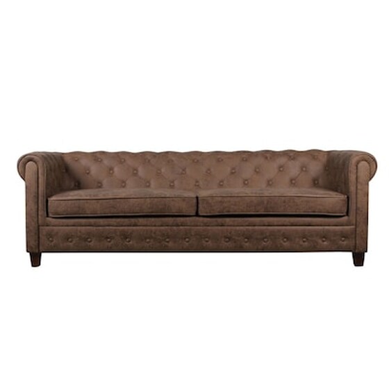 Τριθέσιος Καναπές Woodwell Chesterfield W Ε9420.33 219x82cm - Καφέ image 0