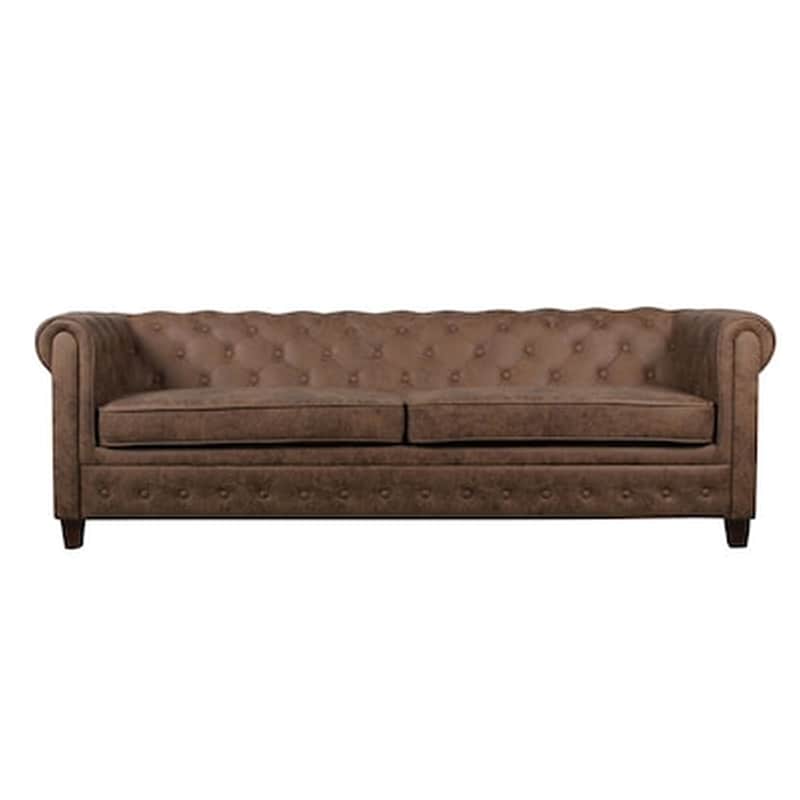 WOODWELL Τριθέσιος Καναπές Woodwell Chesterfield W Ε9420.33 219x82cm - Καφέ