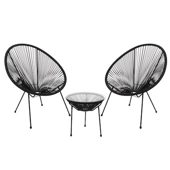 Acapulco Set 24Mall με Τραπέζι και 2 Πολυθρόνες από Μαύρo Μέταλλο και Πλαστικό Rattan Μαύρο - 3 Τμχ image 0