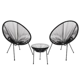 Acapulco Set 24Mall με Τραπέζι και 2 Πολυθρόνες από Μαύρo Μέταλλο και Πλαστικό Rattan Μαύρο - 3 Τμχ