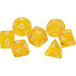 Σετ Ζάρια - 7 Dice Set Translucent Polyhedral Yellow With White Chessex
