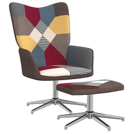 Πολυθρόνα Relax VidaXL Σχέδιο Patchwork από Ύφασμα με Σκαμπό