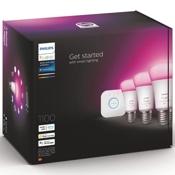 Έξυπνες Λάμπες Philips Smart Kit Hue 9W A60 E27 3 Τμχ - RGBW image 1
