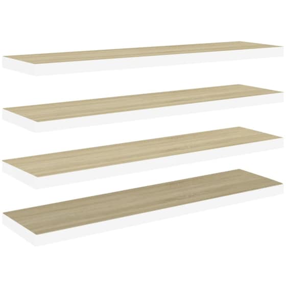 Ράφια Τοίχου VidaXL από MDF 120x23.5x3.8 cm 4 Τμχ - Λευκό image 0