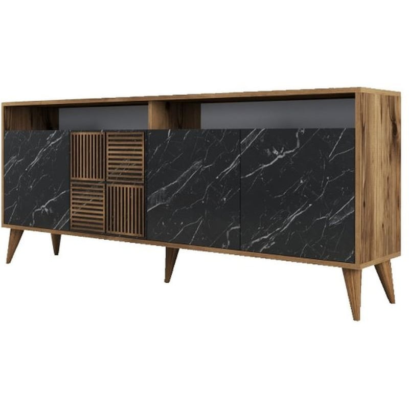 Μπουφές 24Mall Pavia από Μοριοσανίδα/Πλαστικό 180x35x78.6 cm - Καρυδί/Μαύρο 24MALL