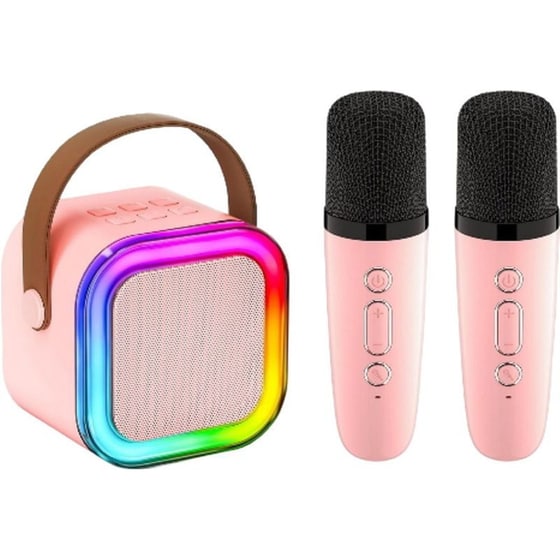 Party Speaker Skysonic K8 με 2 Ασύρματα Μικρόφωνα - Ροζ image 1