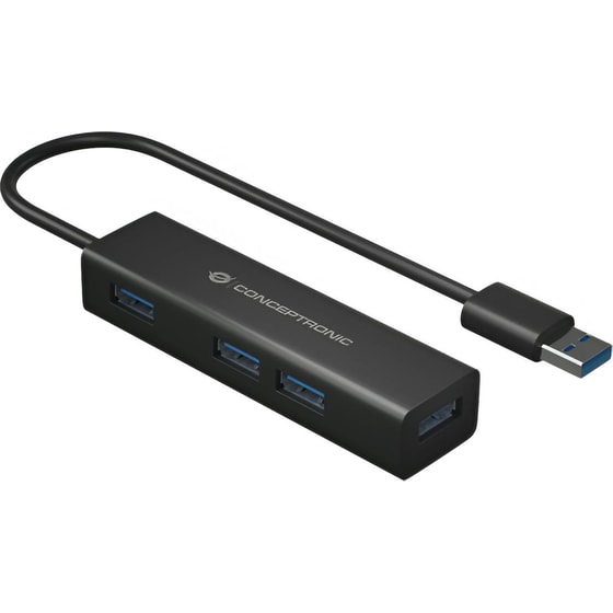 Conceptronic HUBBIES06B USB Hub 4-Port USB 3.0 συμβατό με USB-A & USB-C image 1
