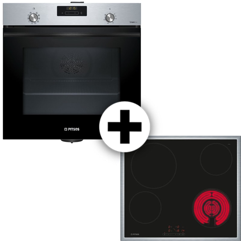 PITSOS PITSOS PH21M40X3 CRS645T06 71 Lt Inox Εντοιχιζόμενος Σετ Φούρνος και Εστία