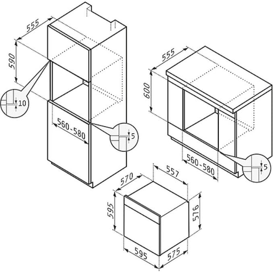 PYRAMIS PO78094010EBLΜ 78 Lt Μαύρο Εντοιχιζόμενος Φούρνος Άνω Πάγκου image 1
