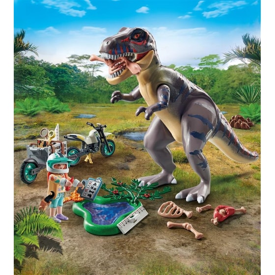PLAYMOBIL® Dino Rise T-Rex και εξερευνητής με μοτοσικλέτα (71524) image 3