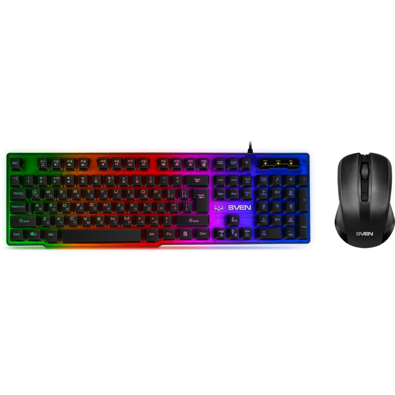 SVEN Gaming Set Sven KB-G8500 Gaming Ενσύρματο Πληκτρολόγιο Μεμβράνης RGB (US) + Sven RX-270W Gaming Ασύρματο Ποντίκι - Black