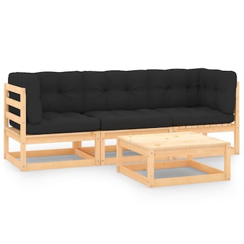 Σαλόνι Κήπου Vidaxl 4 Τμχ Από Μασίφ Ξύλο Πεύκου Με Μαξιλάρια VIDAXL