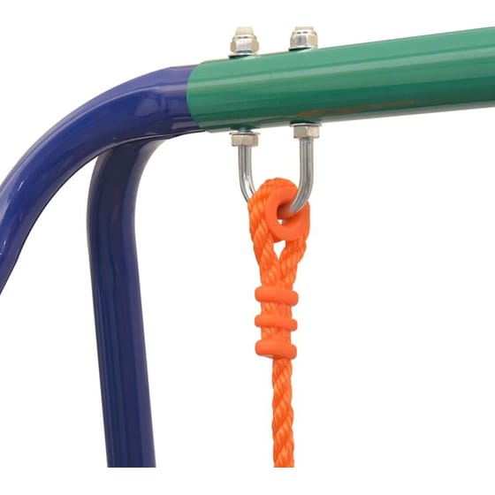 VidaXL Παιδική Κούνια 2 σε 1 Μονή & Κούνια Νηπίου - - Μπλε/ Πράσινο/ Πορτοκαλί image 7