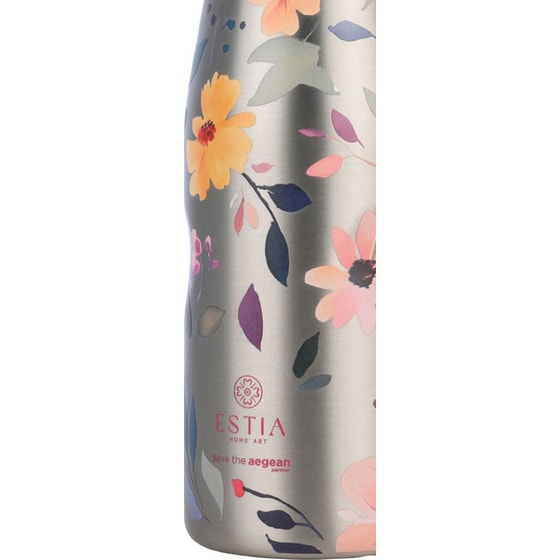 Μπουκάλι Θερμός ESTIA  Travel Flask Save the Aegean Silver Botanic 500ml image 1