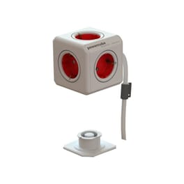 Πολύπριζο Allocacoc Powercube Extended 1300RD/DEEXPC  5 Θέσεων & Βάση 1.5m - Λευκό/Κόκκινο