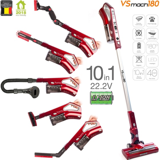 TURBOTRONIC TT-VS180 180 W 1 L Κόκκινη Σκούπα Stick image 5