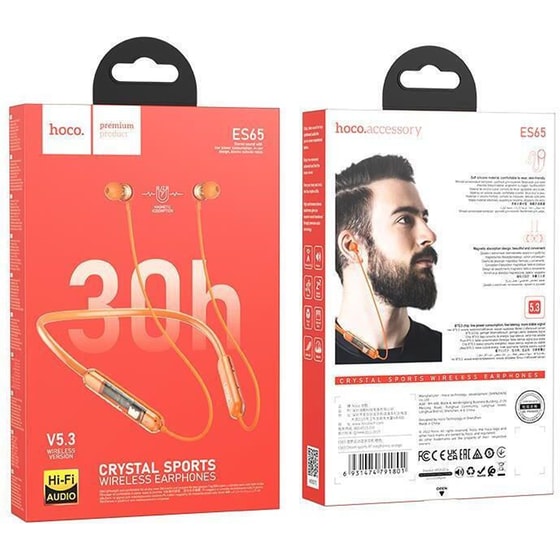 Ακουστικά Bluetooth Hoco Es65 - Πορτοκαλί image 1