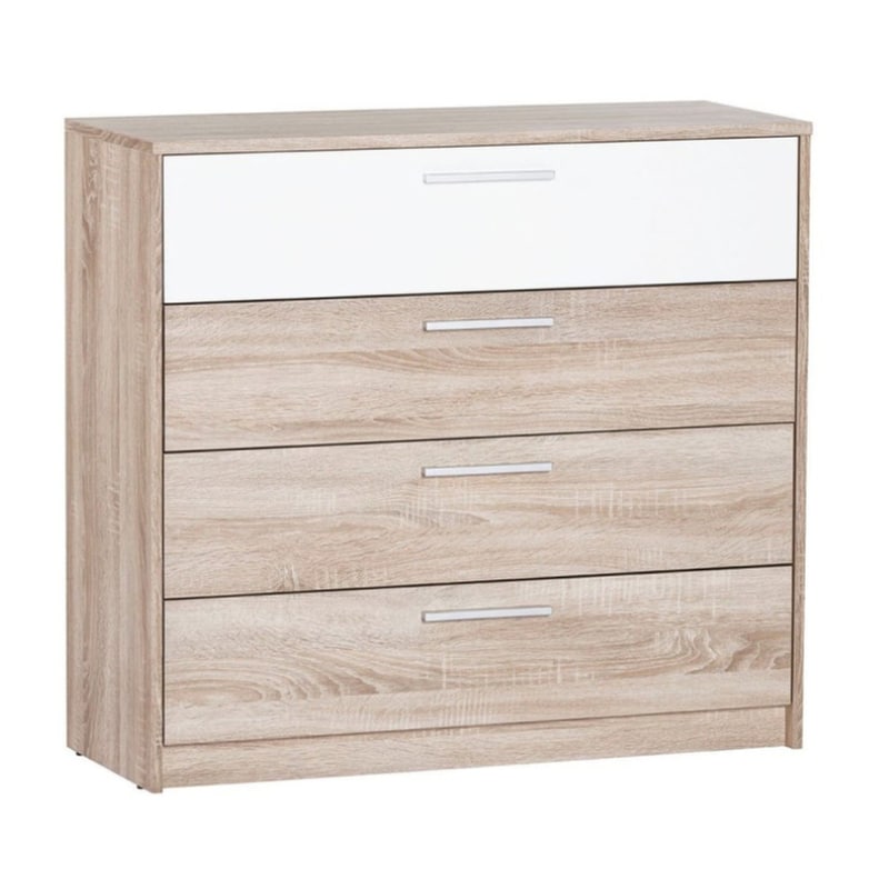 POLIHOME Συρταριέρα Sigrid από Μοριοσανίδα 98x38x90cm - Φυσικό/Λευκό