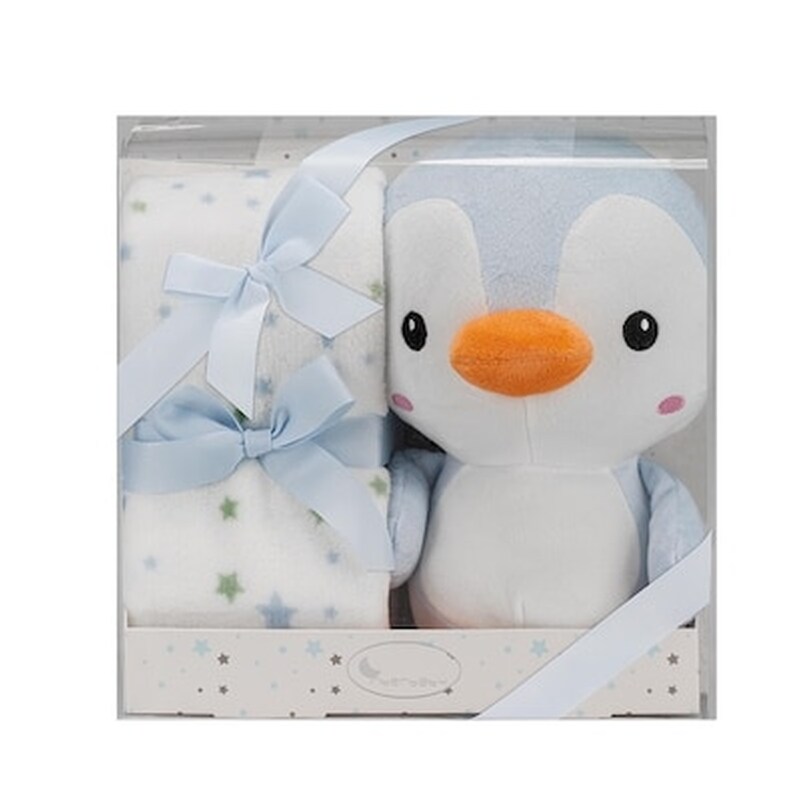 Interbaby Κουβερτακι Αγκαλιας Και Pinguin Blue Pe015a