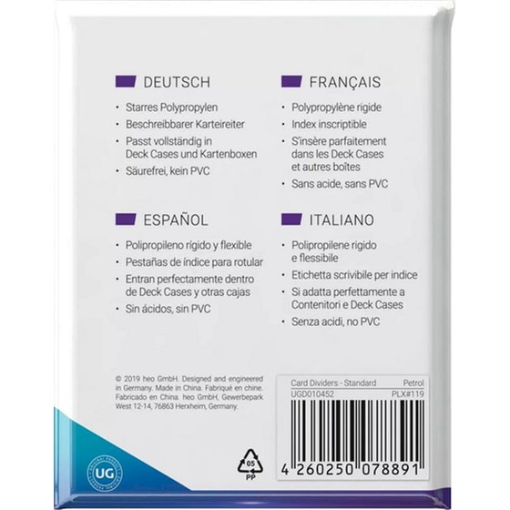 Ultimate Guard Card Dividers Standard Size Petrol Blue (10 Pack) image 2