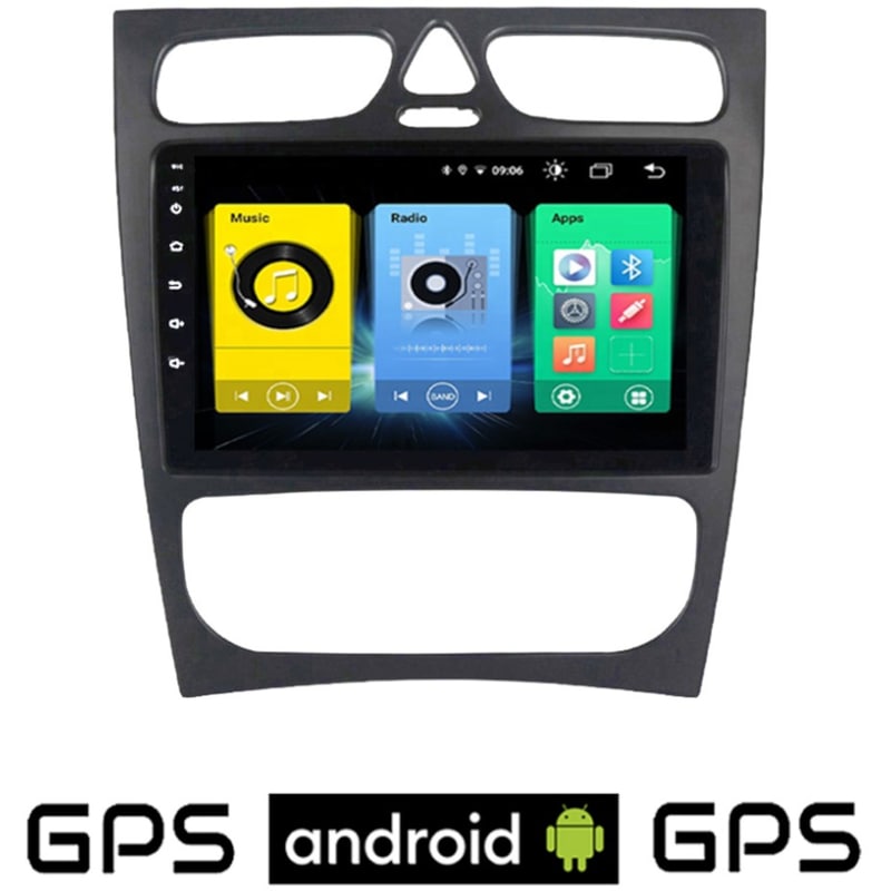 Ηχοσύστημα με Οθόνη Αφής 9 Android GPS Wi-Fi Bluetooth 1GB/16GB για Mercedes C W203 (1999-2004) - Μαύρο