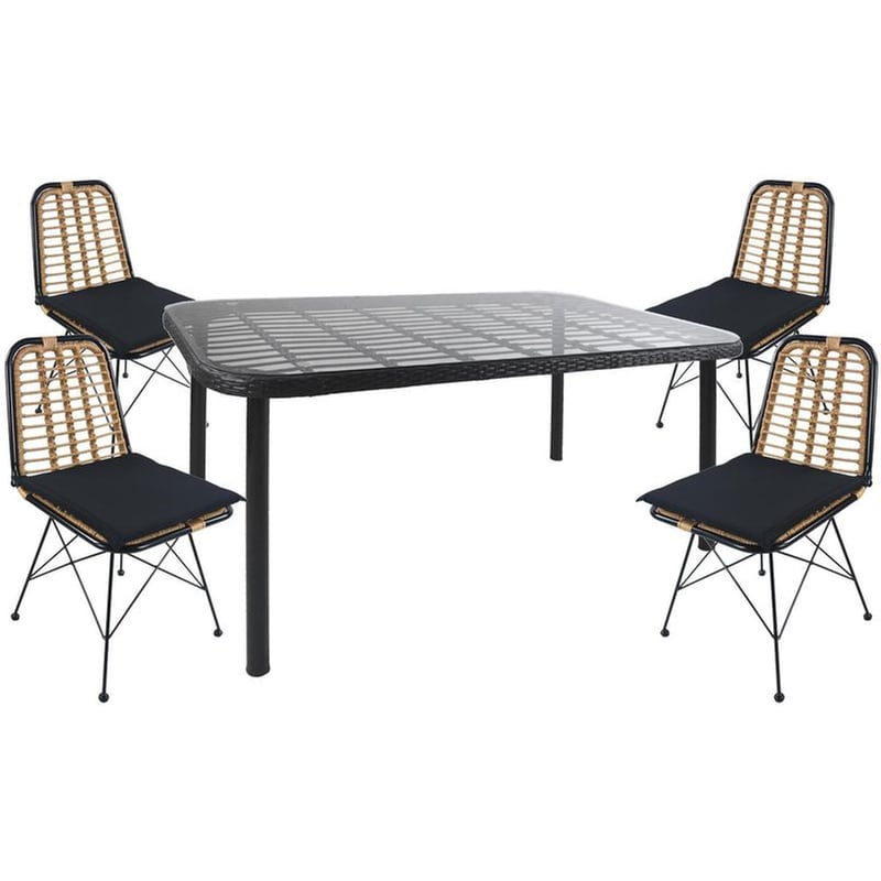 ARTELIBRE Σετ Τραπεζαρίας Artelibreς Κήπου Artelibre Ampius από Μέταλλο/Ρατάν με 4 Καρέκλες 14990373 5 Τμχ - Μαύρο/Καφέ