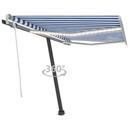Τέντα Vidaxl Συρόμενη Χειροκίνητη με LED 350x250cm - Λευκό/Μπλε