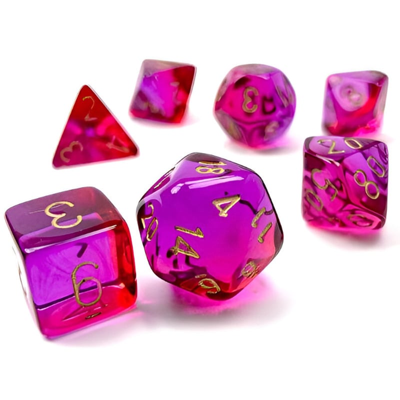 CHESSEX Σετ Ζάρια - 7 Dice Set Gemini Translucent Polyhedral Red-violet With Gold
