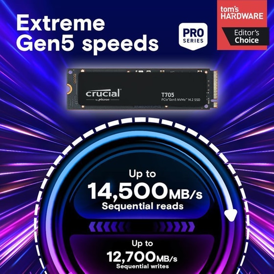 Εσωτερικός Σκληρός Δίσκος SSD Crucial T705 2TB M.2 NVMe PCI Express 5.0 image 2