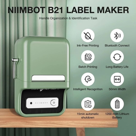 NIIMBOT B21 Έχρωμος Εκτυπωτής Thermal Ετικετών με Bluetooth - Πράσινο image 2