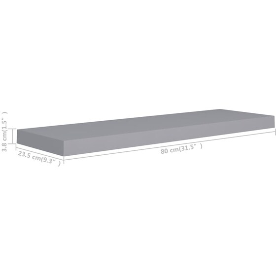 Ράφια Τοίχου VidaXL από MDF 80x23.5x3.8 cm 4 Τμχ - Γκρι image 7