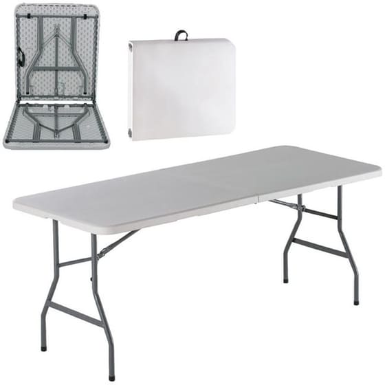 Τραπέζι Συνεδρίου/Catering Πτυσσόμενο Woodwell BLOW  από Πλαστικό/Μέταλλο 180x74x74cm - Λευκό/Γκρι image 1