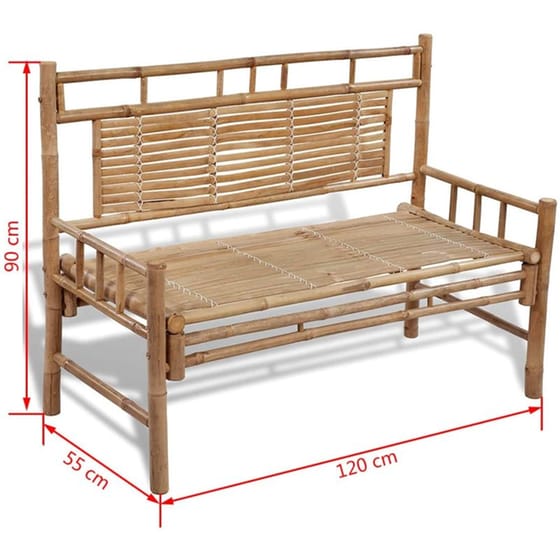 Παγκάκι Κήπου VidaXL από Μπαμπού 120x55x90 cm - Καφέ image 4