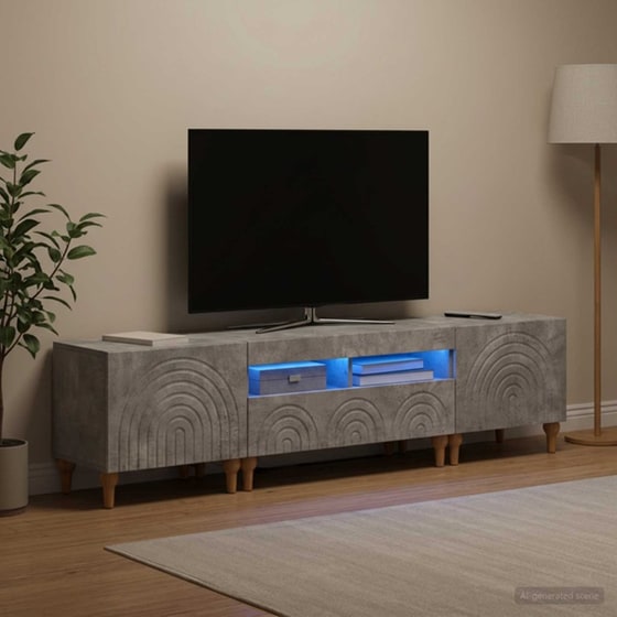 Έπιπλο Τηλεόρασης VidaXL με LED 3 τμχ 178 x 35 x 43 cm - Γκρι Σκυροδέματος image 1