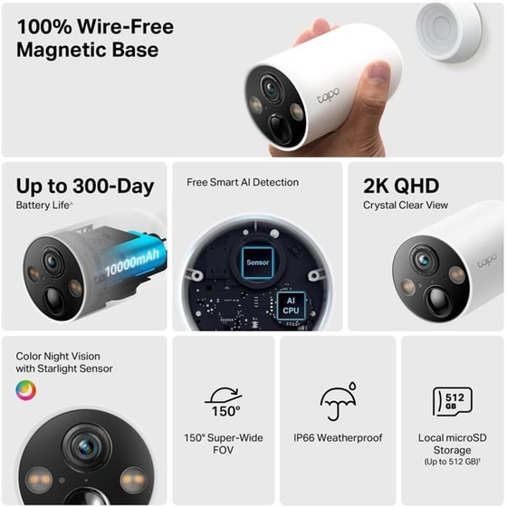 Ασύρματη IP Camera TP-Link Tapo C425 2K Bullet / Box με AI Detection image 2