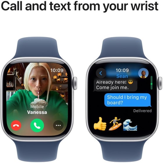 Apple Watch Series 10 GPS 46mm Silver Aluminium Case with Denim Sport Band - S/M image 5