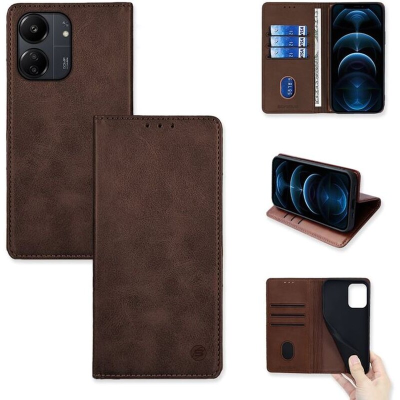 SONIQUE Θήκη Xiaomi Redmi 13C 4G - Sonique Vintage Magnet Wallet - Καφέ